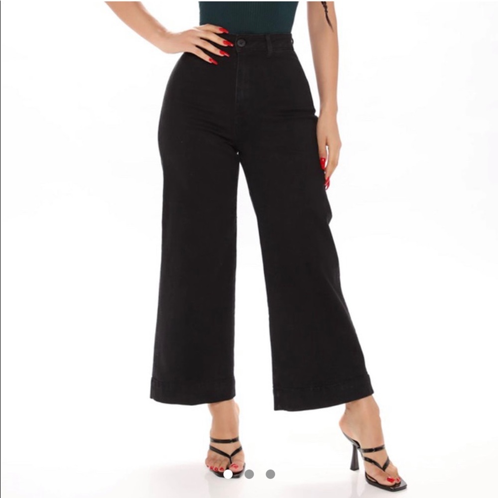 high rise crop wide leg jean